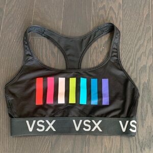 Victoria's Secret Black Sports Bra with Multicolor Stripes